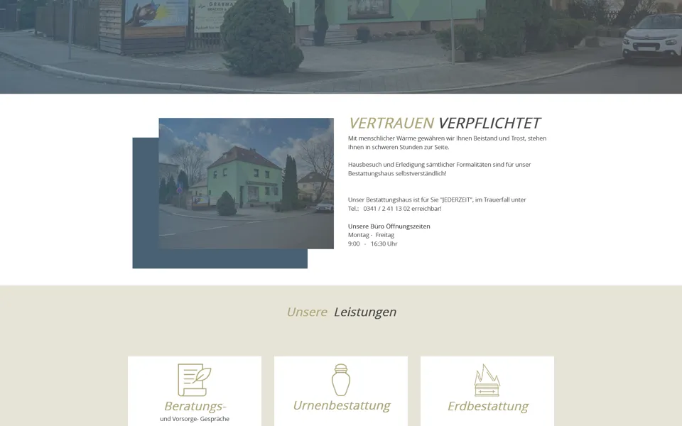 Website des Bestattungshauses Ewig
